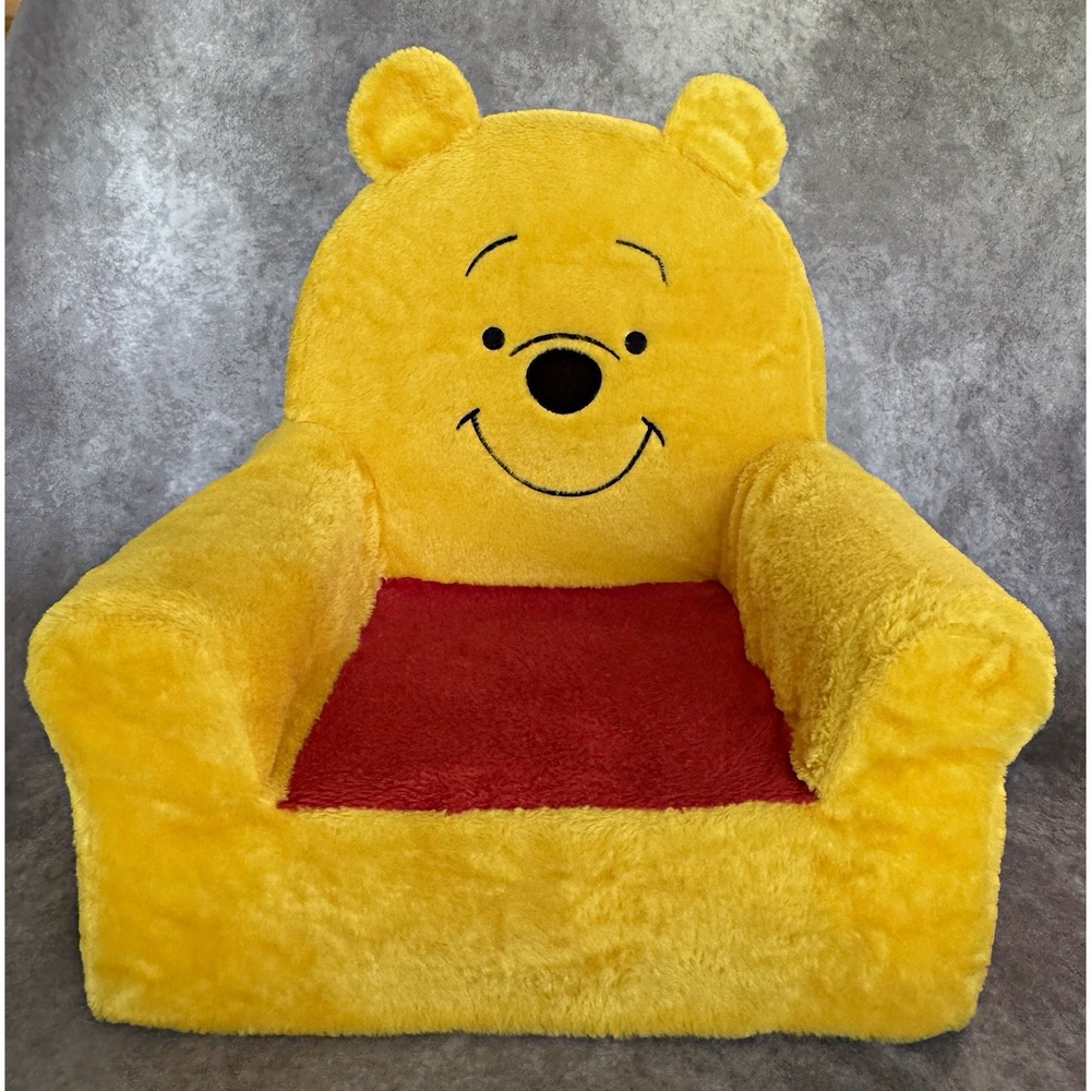 Disney Winnie the Pooh Plush Kids Chair Yellow Red Soft Foam Toddler Seat